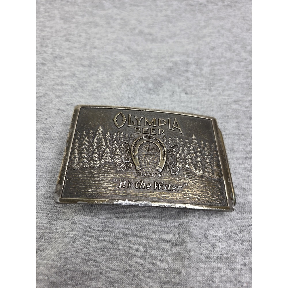 Rare Olympia Beer Solid Brass Vintage Breweriana Belt Buckle